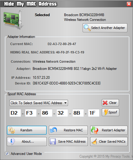 Hide My MAC Address screenshot