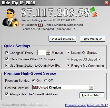 Screenshot of Hide My IP 2009