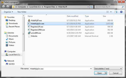 Norton Internet Security, adding HideMyIP.exe, Allow