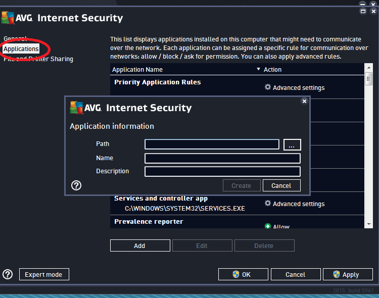 AVG Firewall, Allow for All