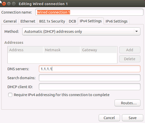 Change DNS servers IP