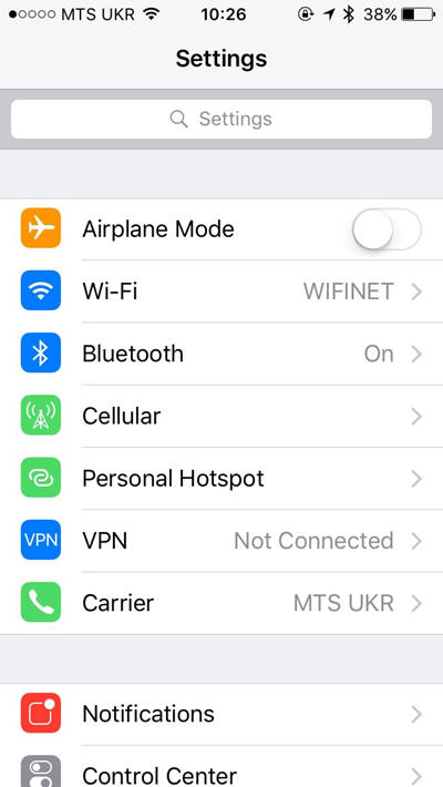 Settings, WiFi