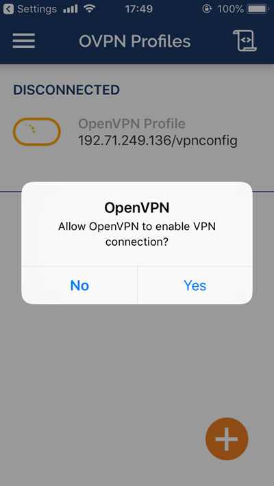 Allow the VPN connection