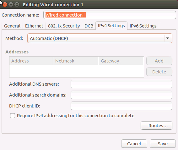 IPv4 settings, Authomatic (DHCP)